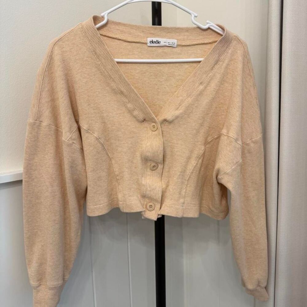 Elodie Women's Tan and Cream Cardigan